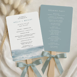 Abanico Programa de Boda de Acuarela de Agua Costera de Ma