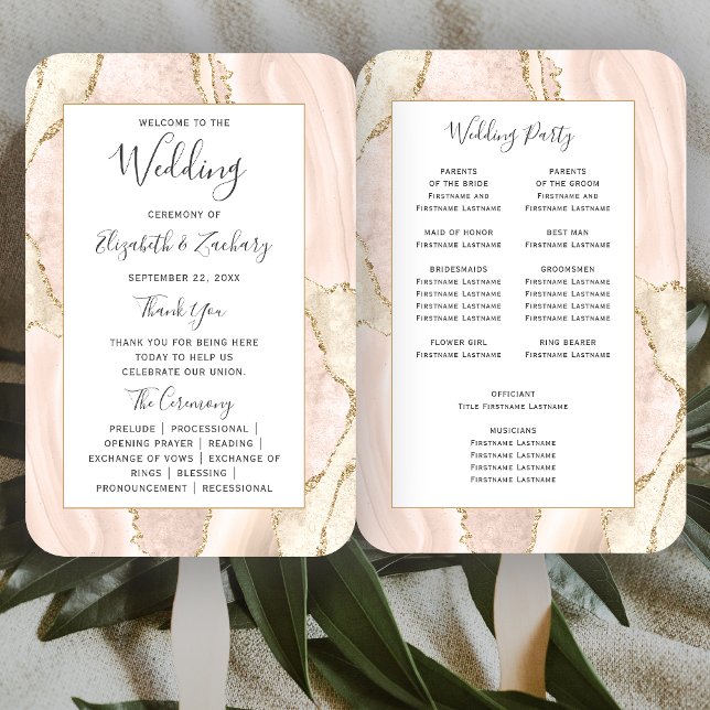 Abanico Programa de Boda de Ágata Marfil Dorado (Subido por el creador)