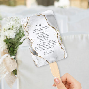 Abanico Programa de Boda de Agate de Mentalidad Blanca, Or