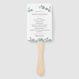 Abanico Programa de Boda de Agua Eucalyptus Greenery