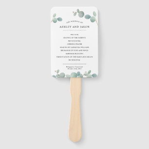 Abanico Programa de Boda de Agua Eucalyptus Greenery