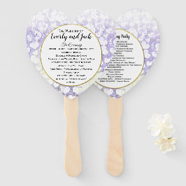 Abanico Programa de Boda de Árbol de Hojas de Lavanda