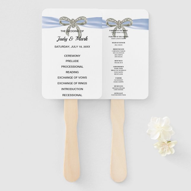 Abanico Programa de Boda de Arco de Diamante Azul (Anverso y reverso)