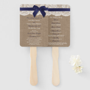 Abanico Programa De Boda De Armada En Burlap & Lace Weddin