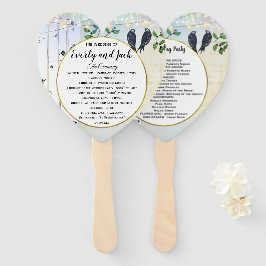Abanico Programa de Boda de Birch Tree Love Bird Forest Bo