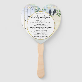 Abanico Programa de Boda de Birch Tree Love Bird Forest Bo