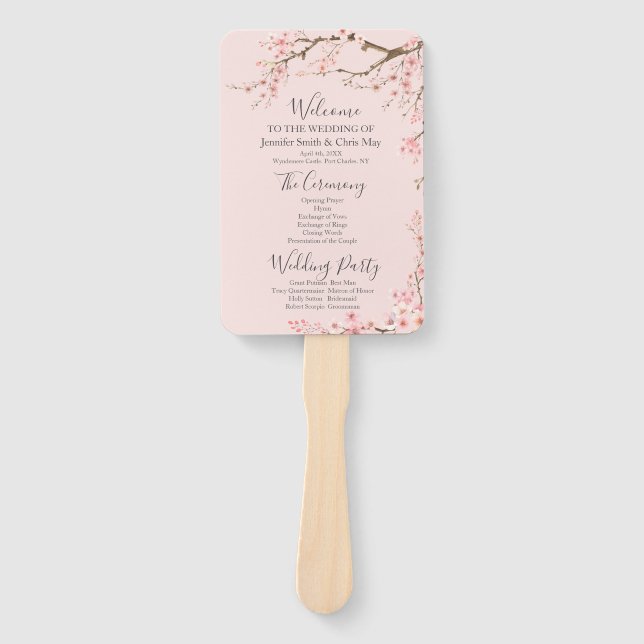 Abanico Programa de Boda de Cerezo en Flor (Anverso)