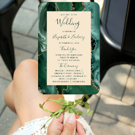 Abanico Programa de Boda de Champagne de Emerald Green Gol