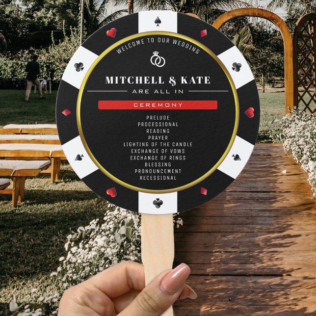 Abanico Programa de Boda de Chip de Poker (Poker Chip Wedding Program Hand Fan
)