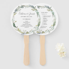Abanico Programa de Boda de color de agua verde oliva
