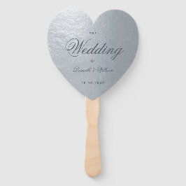 Abanico Programa de Boda de Corazón de Caligrafía Gris Pla