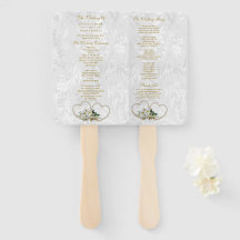 Programa de Boda de Damasco Pearl Hearts & Flowers