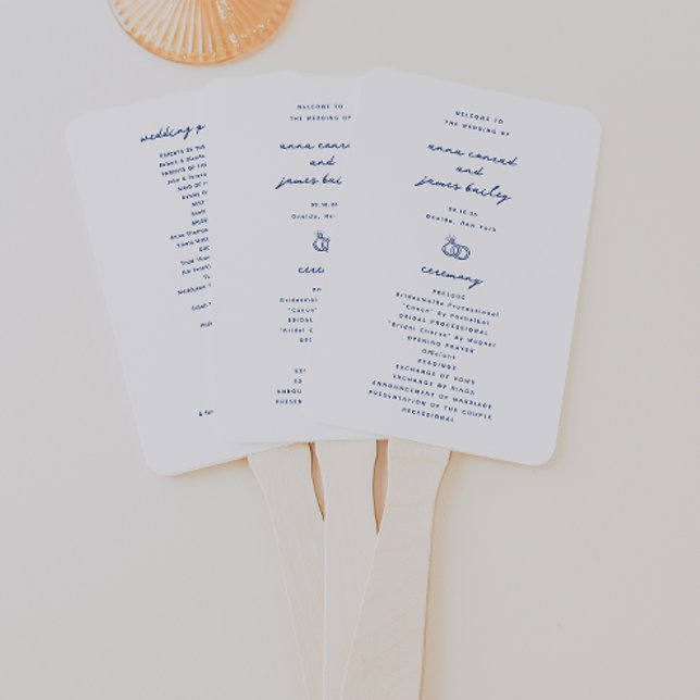 Abanico Programa de Boda de Doodle Azul caprichoso (Subido por el creador)