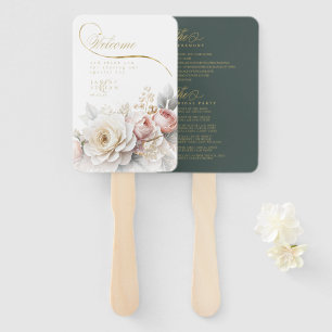 Abanico Programa de Boda de Drama Floral Green ID1022