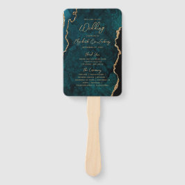Abanico Programa de Boda de Escritura con Ágata Azul Teal 