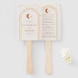 Abanico Programa de Boda de Estrellas de Luna Celestiales