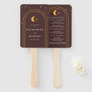 Abanico Programa de Boda de Estrellas de Luna Celestiales