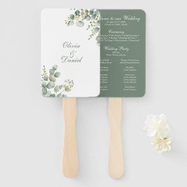 Abanico Programa de Boda de Eucalipto de Greenery Moderna
