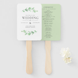 Abanico Programa de Boda de Eucalyptus Bough Watercolor