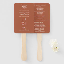 Abanico Programa de Boda de Fecha Especial de Terracotta