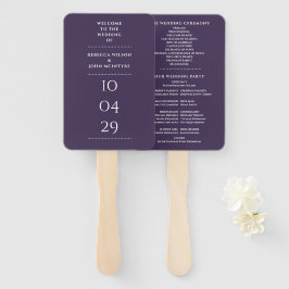 Abanico Programa de Boda de Fecha Especial Púrpura