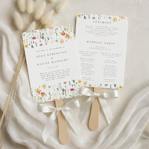 Abanico Programa de Boda de Flor Silvestre Caprichosa de P