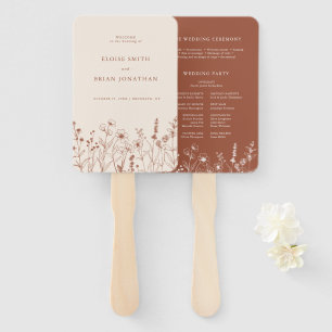 Abanico Programa de Boda de Flor Silvestre Rústica de Terr