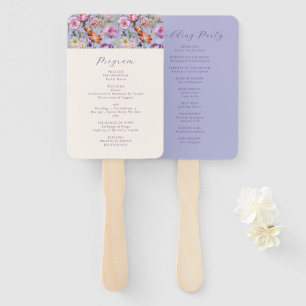 Abanico Programa de Boda de Flores de Bordados Púrpura