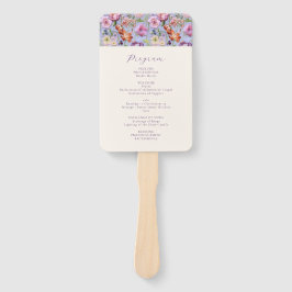 Abanico Programa de Boda de Flores de Bordados Púrpura