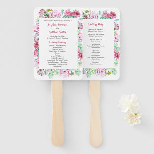 Abanico Programa de Boda de Flores de Cactus Rosa
