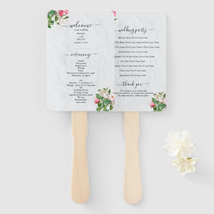 Abanico Programa de Boda de Flores de Magnolia de Acuarela