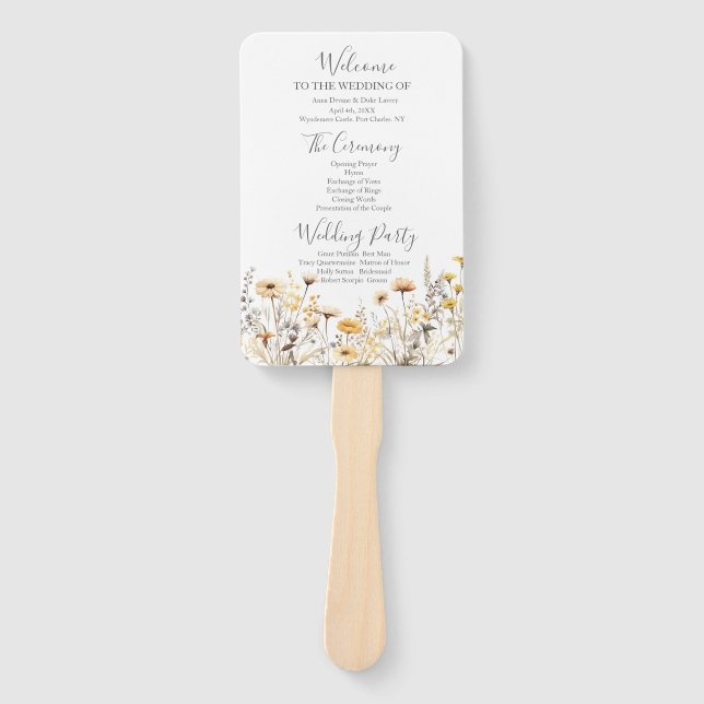 Abanico Programa de Boda de Flores Silvestres (Anverso)