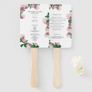 Abanico Programa de Boda de Floristería de Hortensia Rosa