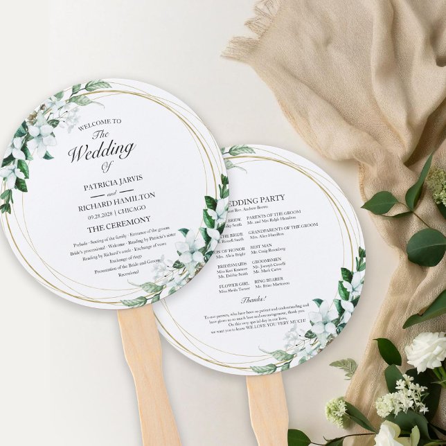 Abanico Programa de Boda de Floristería Floral Geométrica (Subido por el creador)