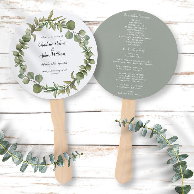 Abanico Programa de Boda de Foliaje Verde Elegante (Subido por el creador)