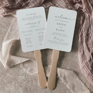 Abanico Programa de boda de guiones plateados modernos