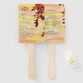 Abanico Programa de boda de hojas de otoño naranja amarill