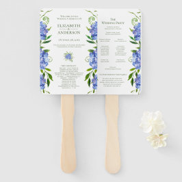 Abanico Programa de Boda de Hortensias Azules
