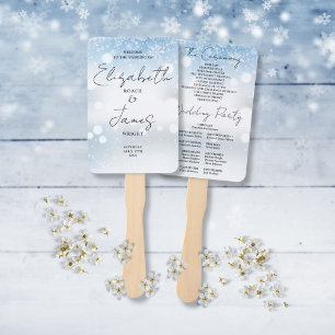 Abanico Programa de Boda de Invierno con Copos de Nieve de