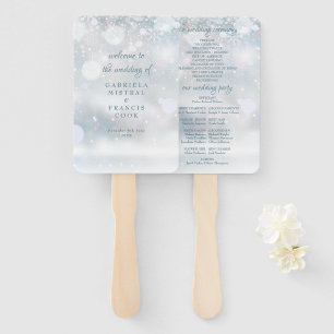 Abanico Programa de boda de invierno con copos de nieve en