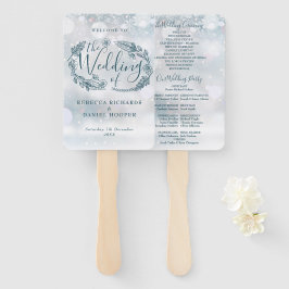 Abanico Programa de Boda de Invierno con Copos de Nieve Fl
