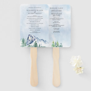 Abanico Programa de Boda de Invierno de Pine-Color de Agua
