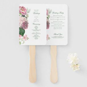 Abanico Programa de Boda de Jardín de Flores Rosadas Román