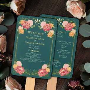Abanico Programa de Boda de Jardín Floral Encantado de Fan