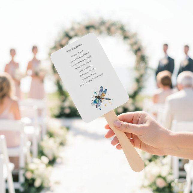 Abanico Programa de Boda de Libélula, personalizado (Subido por el creador)
