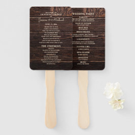 Abanico Programa de Boda de Madera Oscura Rústica