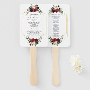 Abanico Programa de Boda de Marco de Hexagón de Oro Floral