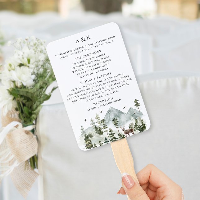 Abanico Programa de Boda de Montañas de Bosque Perenne (Subido por el creador)