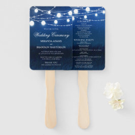 Abanico Programa de Boda de Noche Azul y Luz Plata