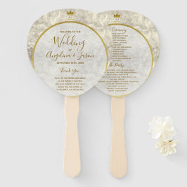 Abanico Programa de Boda de Oro de Mármol